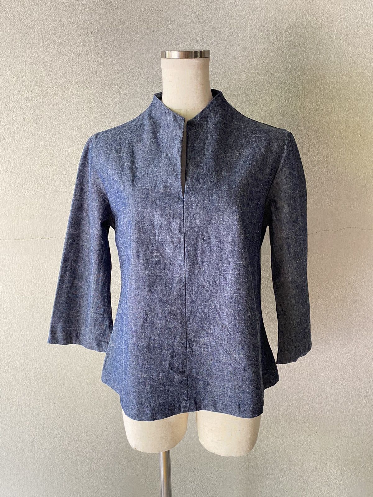 Designer Honore Mandarin Collar Linen Top Size XS / US 0-2 / IT 36-38 - 11 Thumbnail
