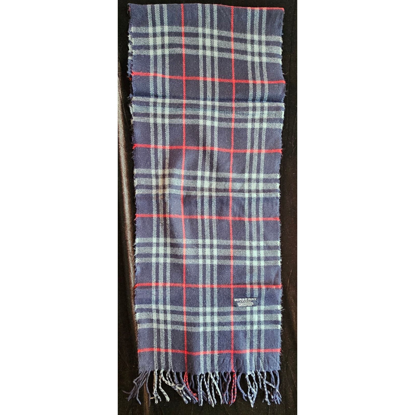 Burberry BURBERRYs of London 100% Lambswool Blue & Red Scarf Size ONE SIZE - 6 Thumbnail