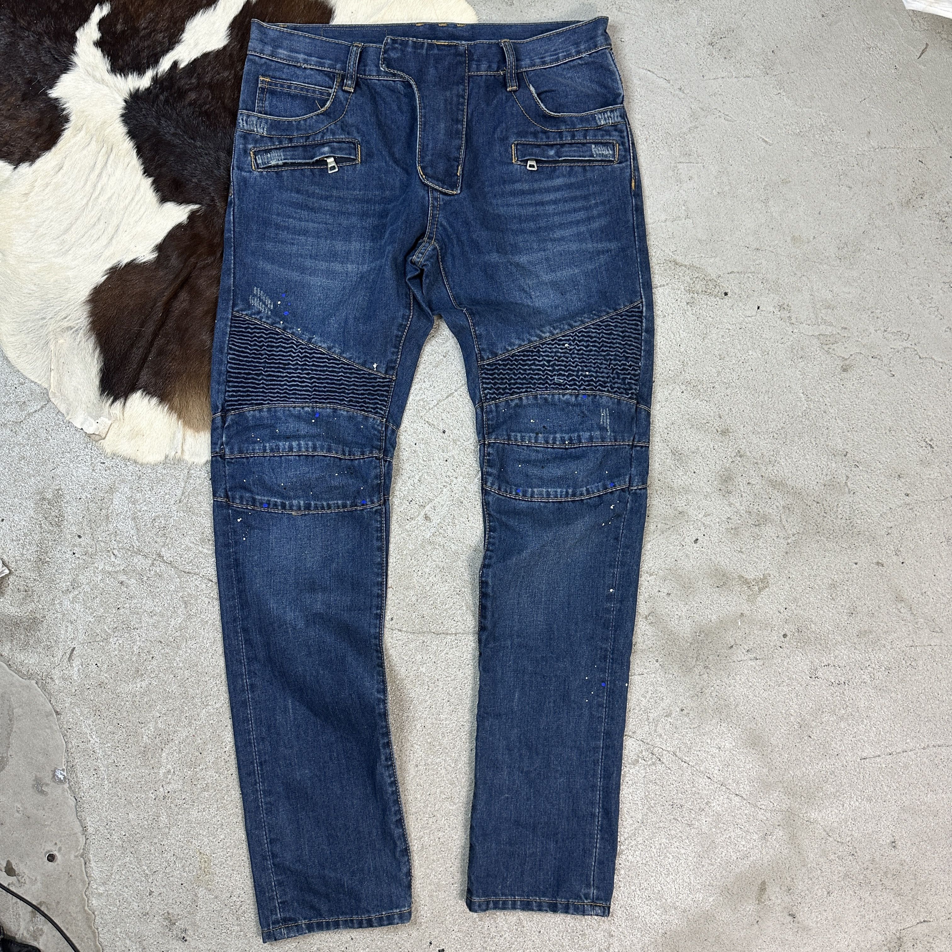 Vintage Balmain Biker Denim Jeans Size US 33 - 4 Thumbnail
