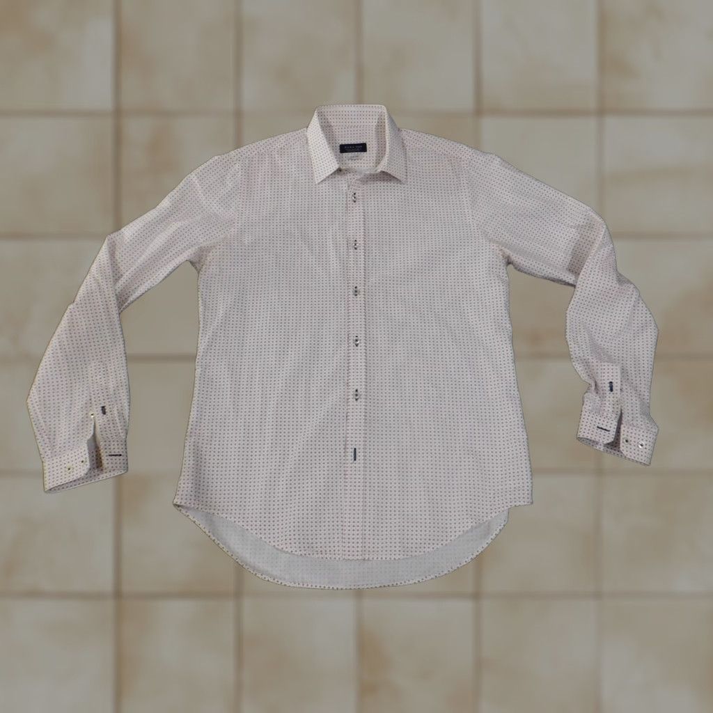 Zara Zara Shirt Mens Medium White Slim Geometric Button-Up Knit Cotton Size US M / EU 48-50 / 2 - 1 Thumbnail