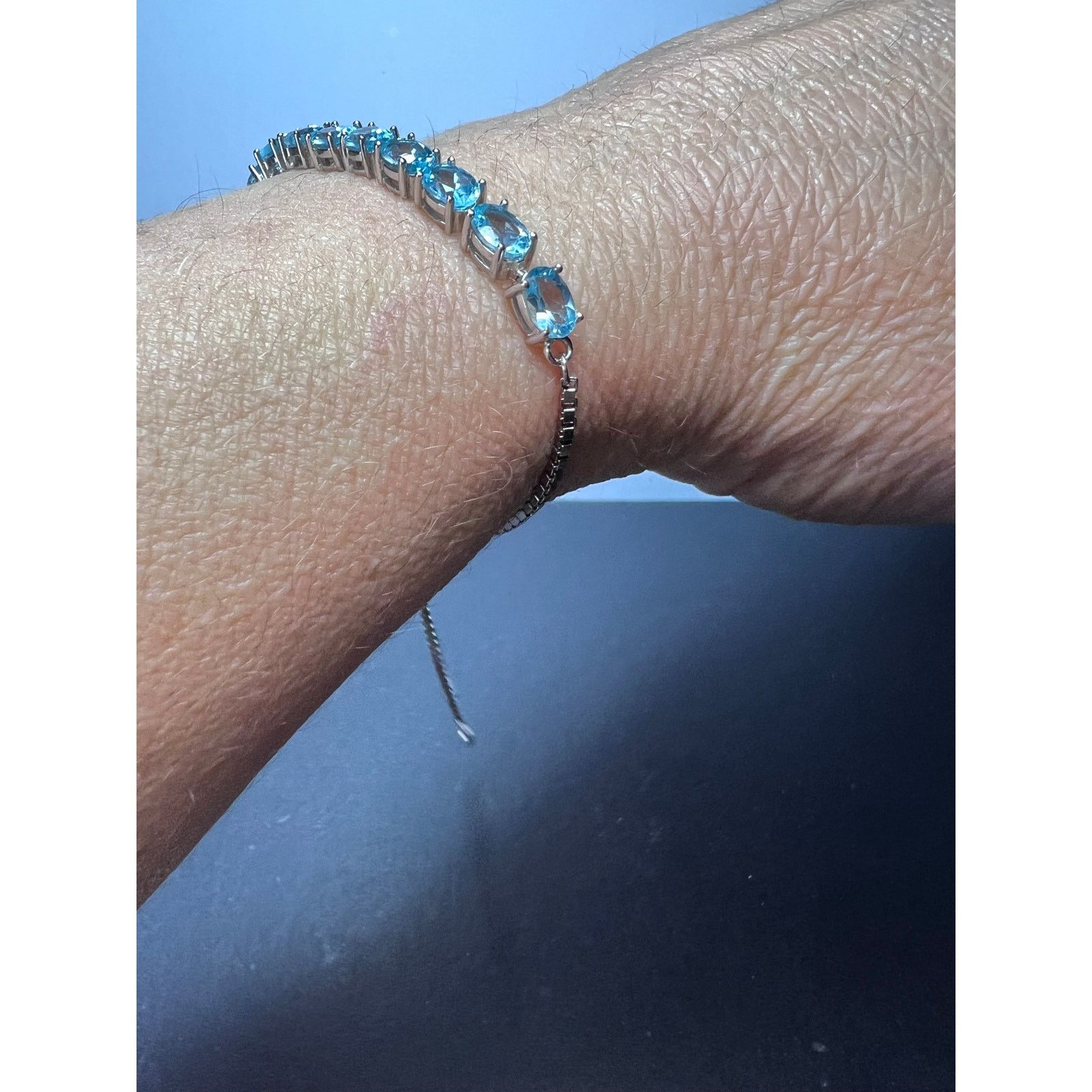 Other Blue Apatite Rhodium Over Sterling Silver Bolo Bracelet Size ONE SIZE - 3 Thumbnail
