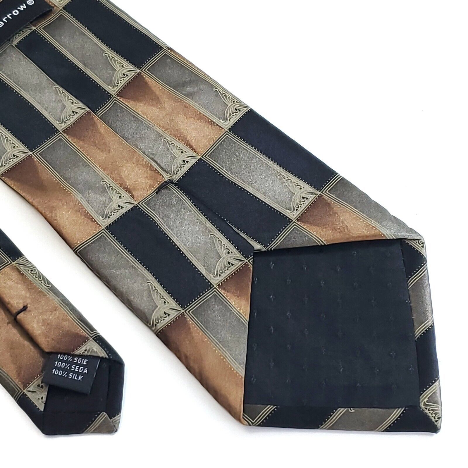 Croft & Barrow Croft & Barrow Tan Black Beige Geometric Abstract Print Silk Size ONE SIZE - 5 Thumbnail
