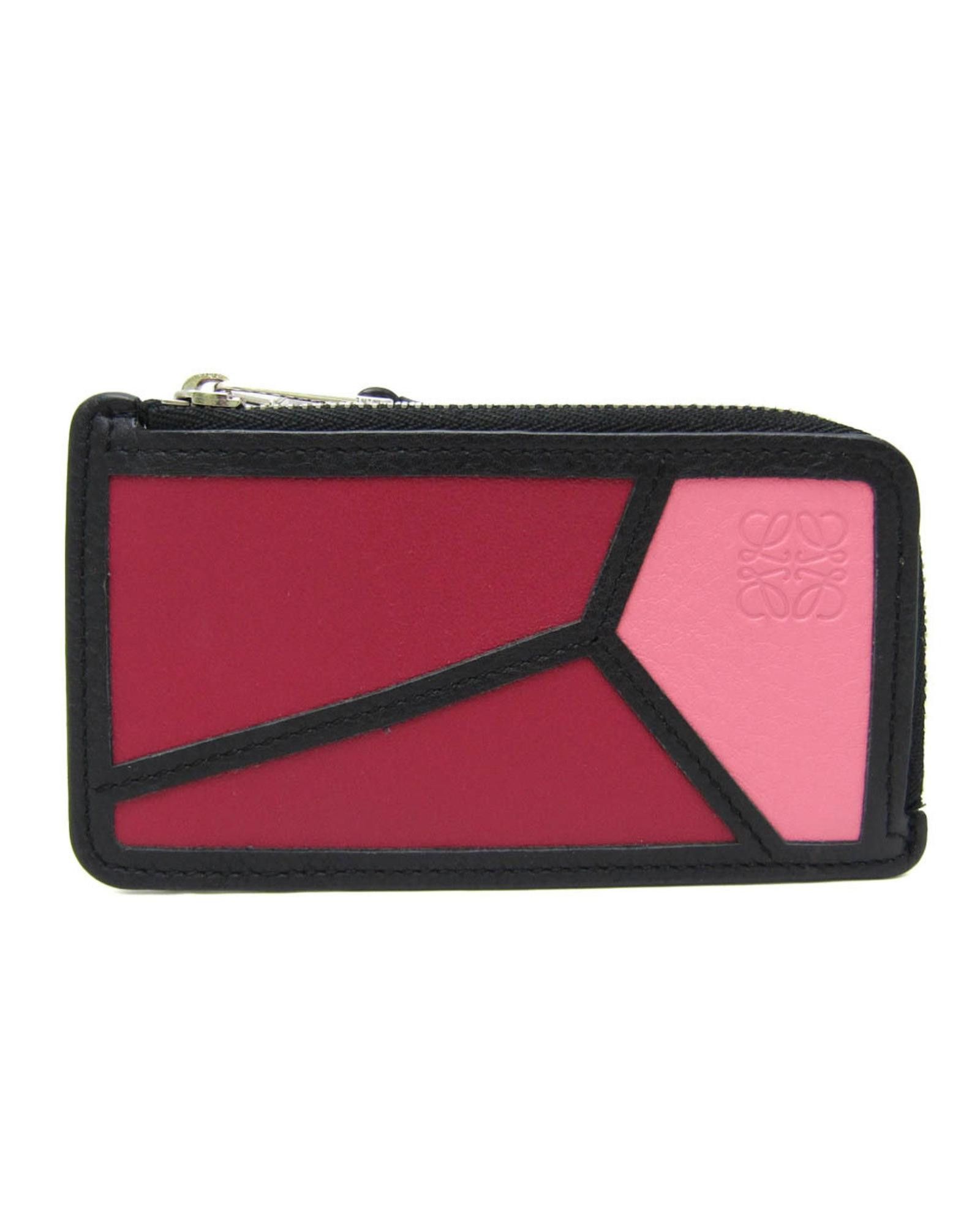 image of Loewe Leather Card Case With Puzzle Design in Black, Women's