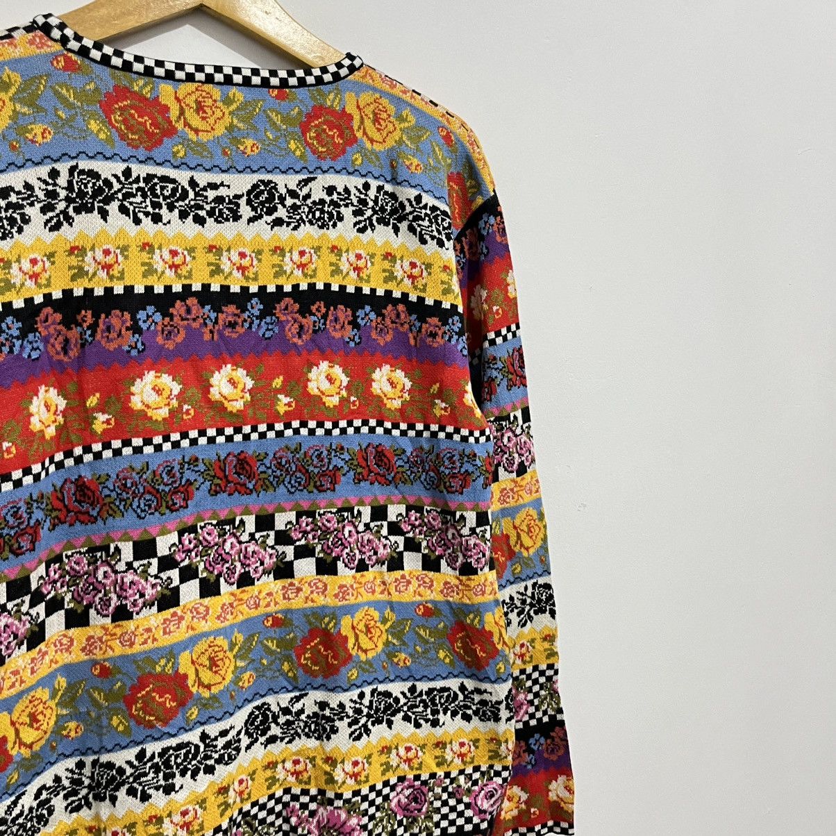 Kenzo Kenzo Vintage Floral Stripe Knit Sweater Size L / US 10 / IT 46 - 13 Thumbnail