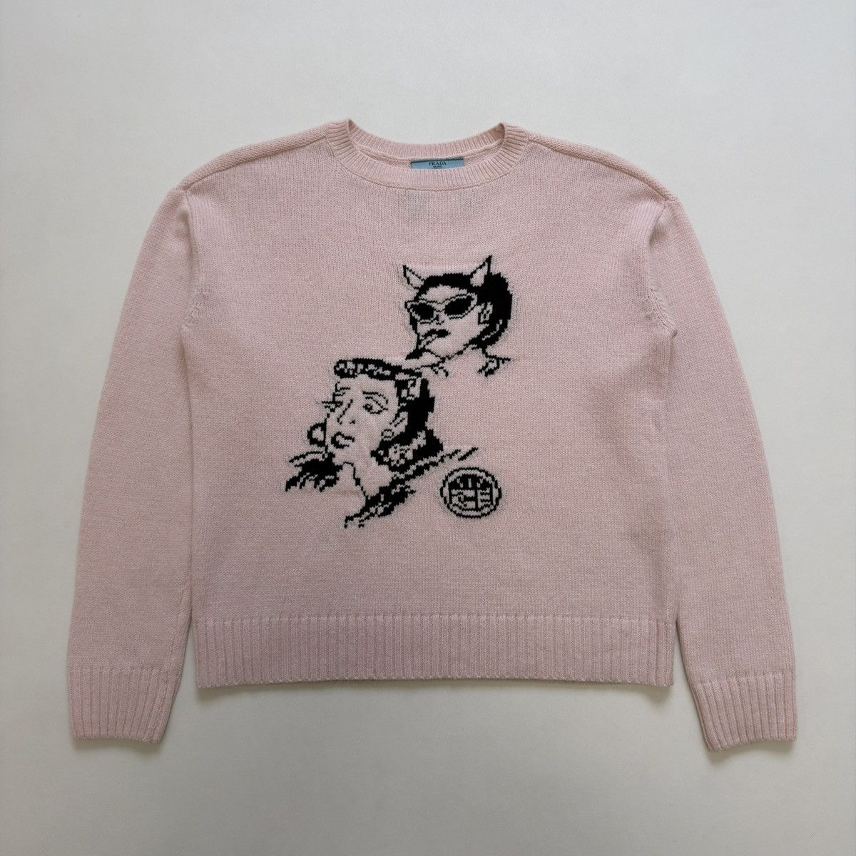 Prada S/S 17 ‘Comic Patterned’ Pink Wool Sweater Size US M / EU 48-50 / 2 - 2 Thumbnail