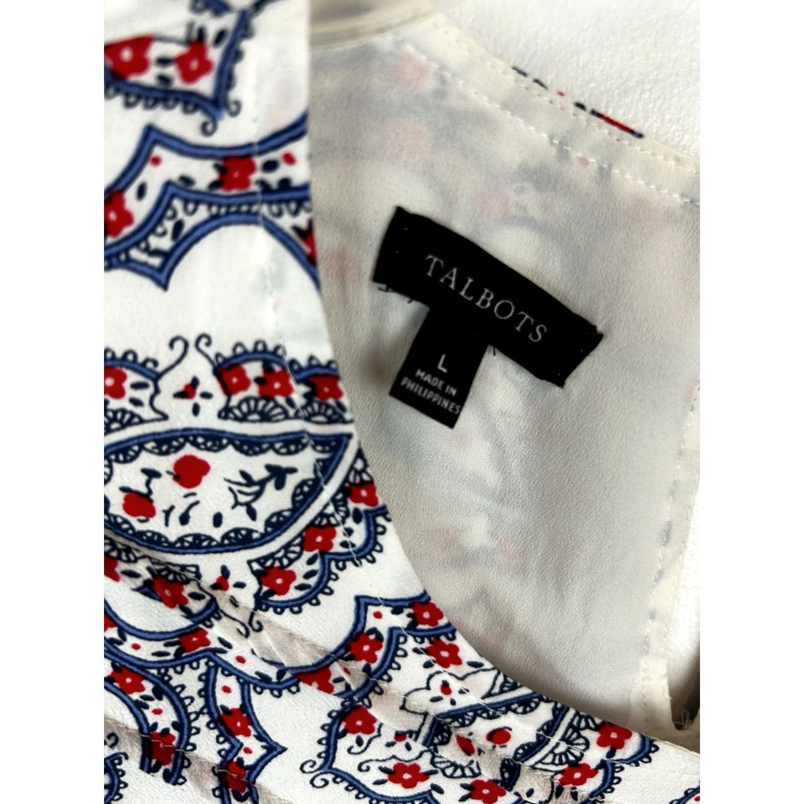 Talbots Talbots Tunic Blouse Womens Large Blue Paisley Lined Ruffle Crew Neck Long Sleeve Size L / US 10 / IT 46 - 3 Thumbnail