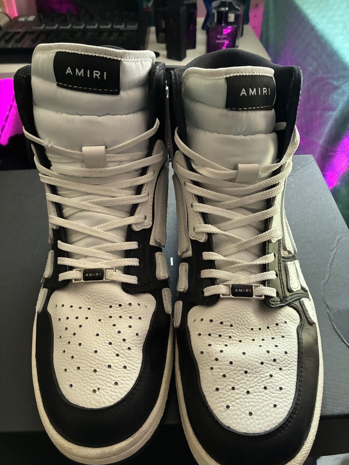 Amiri Amiri “Skeleton” hi top leather sneakers Size US 10.5 / EU 43-44 - 1 Thumbnail