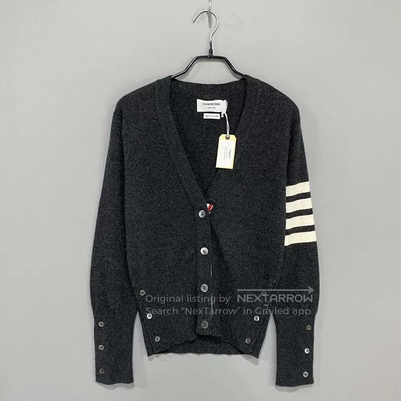 Thom Browne Thom Browne Dark Gray Cashmere Cardigan Size US XXS / EU 40 - 1 Thumbnail
