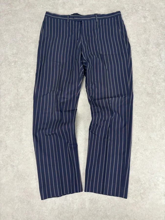 Gucci 2000s Gucci Navy Pinstriped Viscose Classy Pants Size US 34 / EU 50 - 1 Thumbnail
