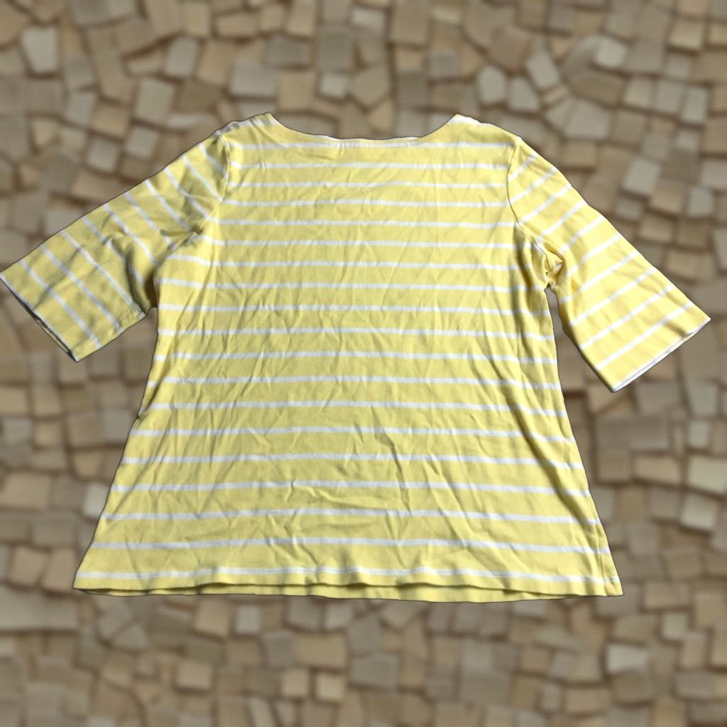 Vintage Christopher & Banks Shirt Women's XL Yellow Striped T-Shirt Casual Layer Your Look Mens? Girls? Wait. Size XL / US 12-14 / IT 48-50 - 1 Thumbnail