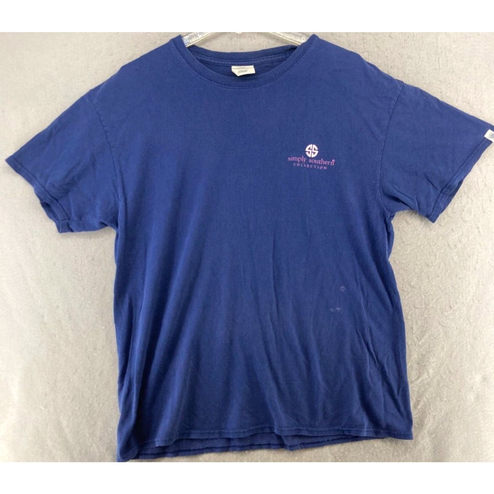 Vintage Simply Southern Women's T-Shirt Large Blue Graphic Print "Camping Is My Happy Place" Casual Crew Neck Size L / US 10 / IT 46 - 2 Thumbnail