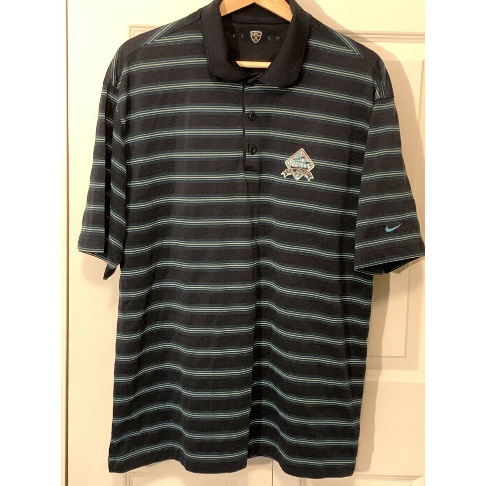 Nike Nike Golf Striped Polo Shirt The Quarry Men's Sz L Black Blu Size US L / EU 52-54 / 3 - 6 Thumbnail