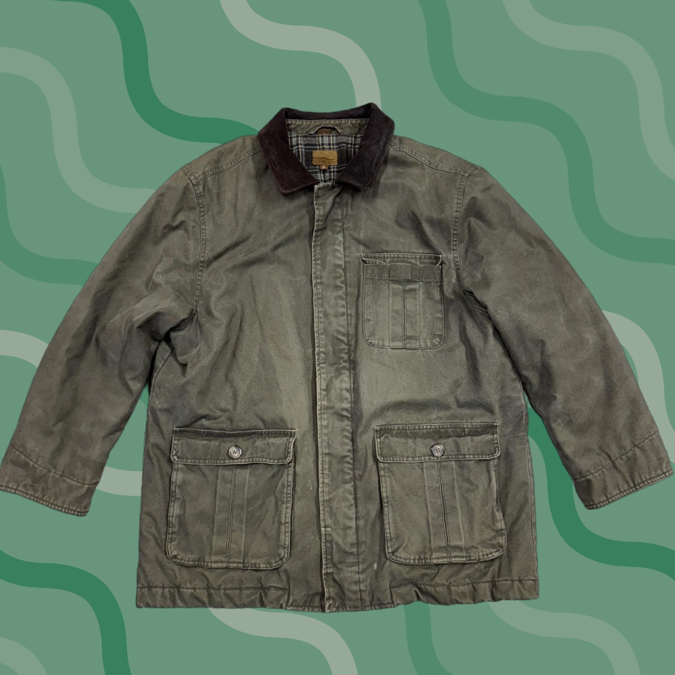 Vintage VINTAGE St. Johns Bay Coat Mens XL Green Corduroy Collar Plaid Lined Heavy Flaw Jacket Size US XL / EU 56 / 4 - 1 Thumbnail