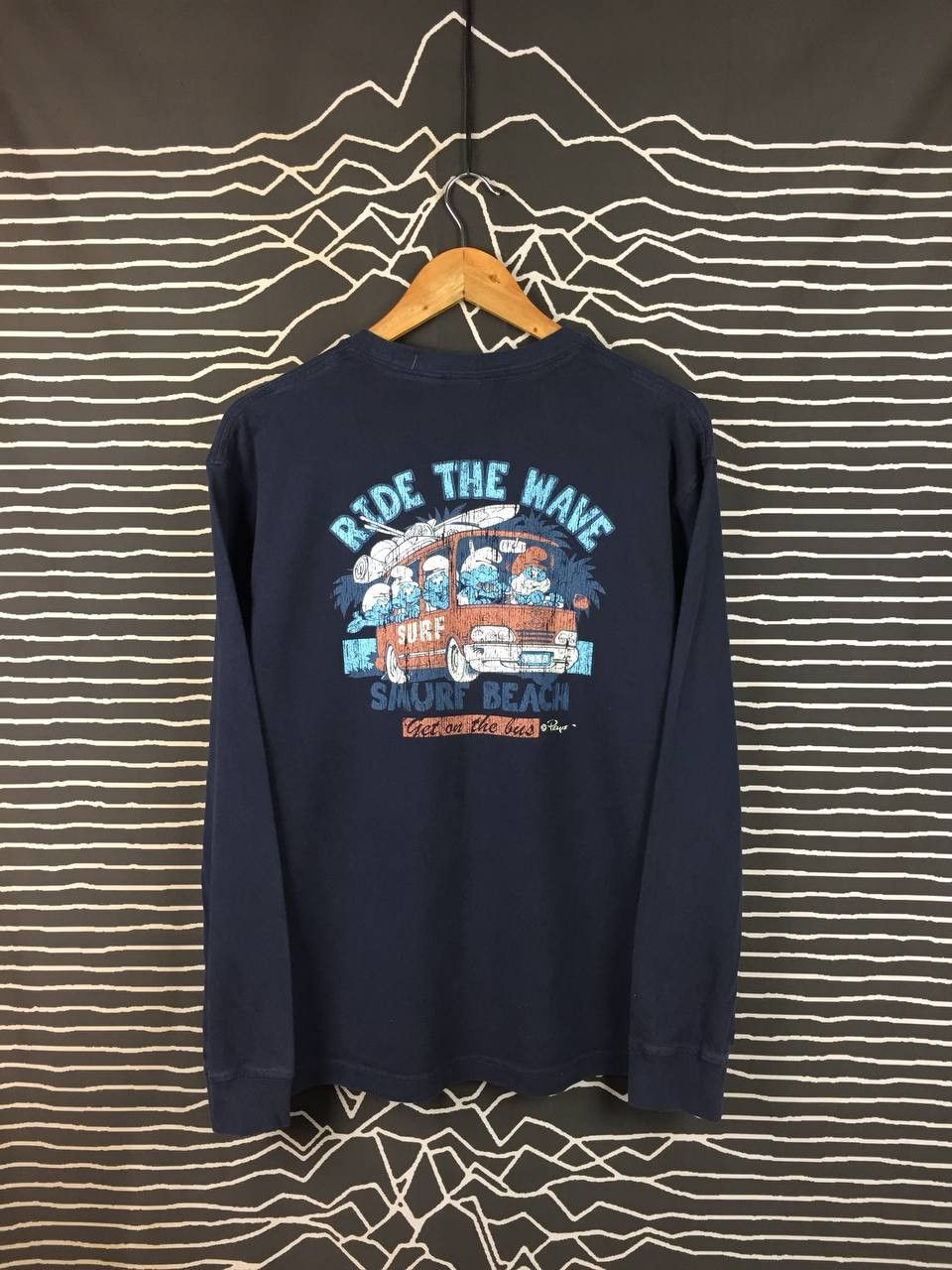 Vintage The Smurfs Ride The Wave Smurfs Beach Long Sleeve Tee Size US L / EU 52-54 / 3 - 2 Thumbnail