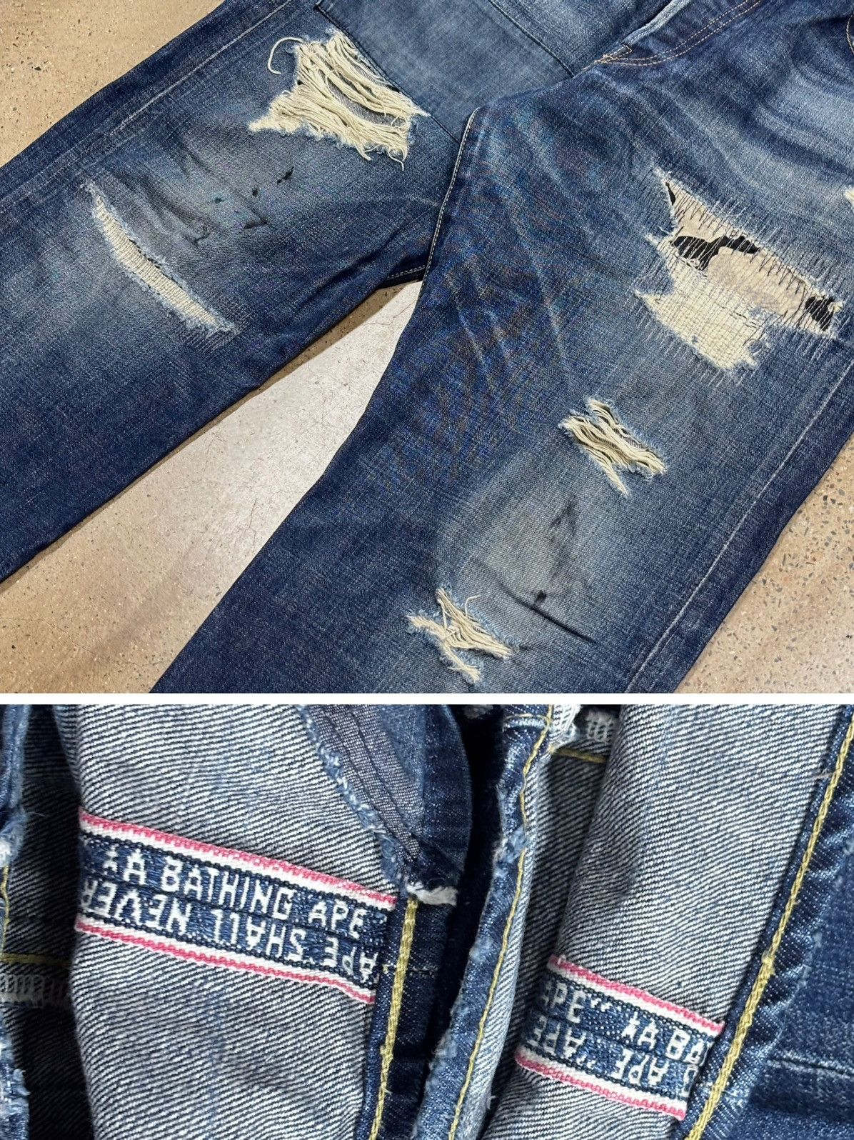 Bape BAPE TYPE2 DAMAGE DENIM ZOZO ，size L Size US 35 - 4 Thumbnail