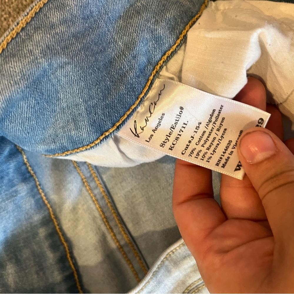 Designer Kancan light wash distressed jeans Size 29" - 5 Thumbnail