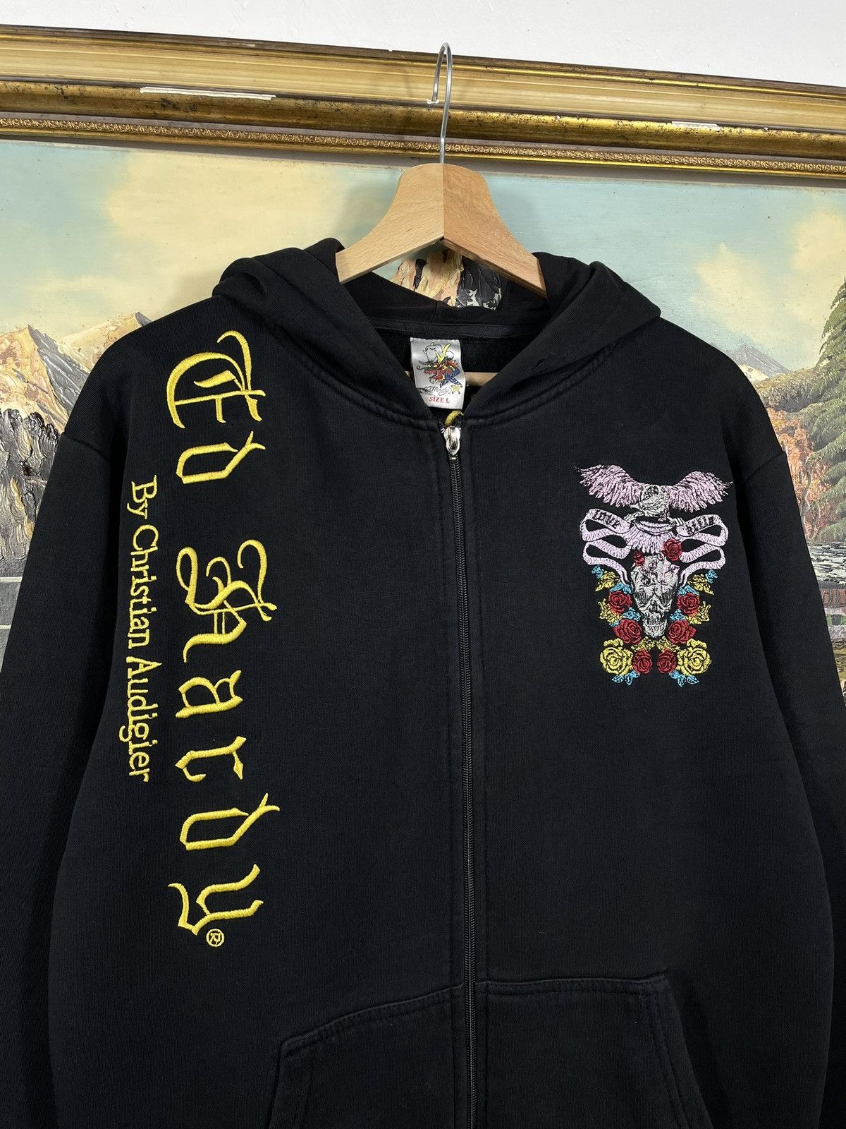 Christian Audigier × Ed Hardy × Vintage Ed Hardy Retro 00s Hoodie Sweatshirt Affliction Grunge Size L / US 10 / IT 46 - 5 Thumbnail