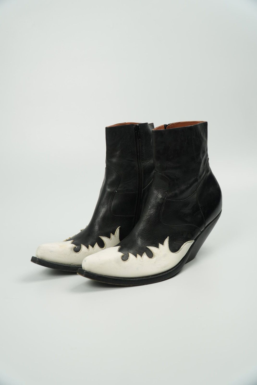 Vetements Vetements Black/White Flame Wedge Leather Texan Ankle Boots Size US 9 / IT 39 - 2 Thumbnail