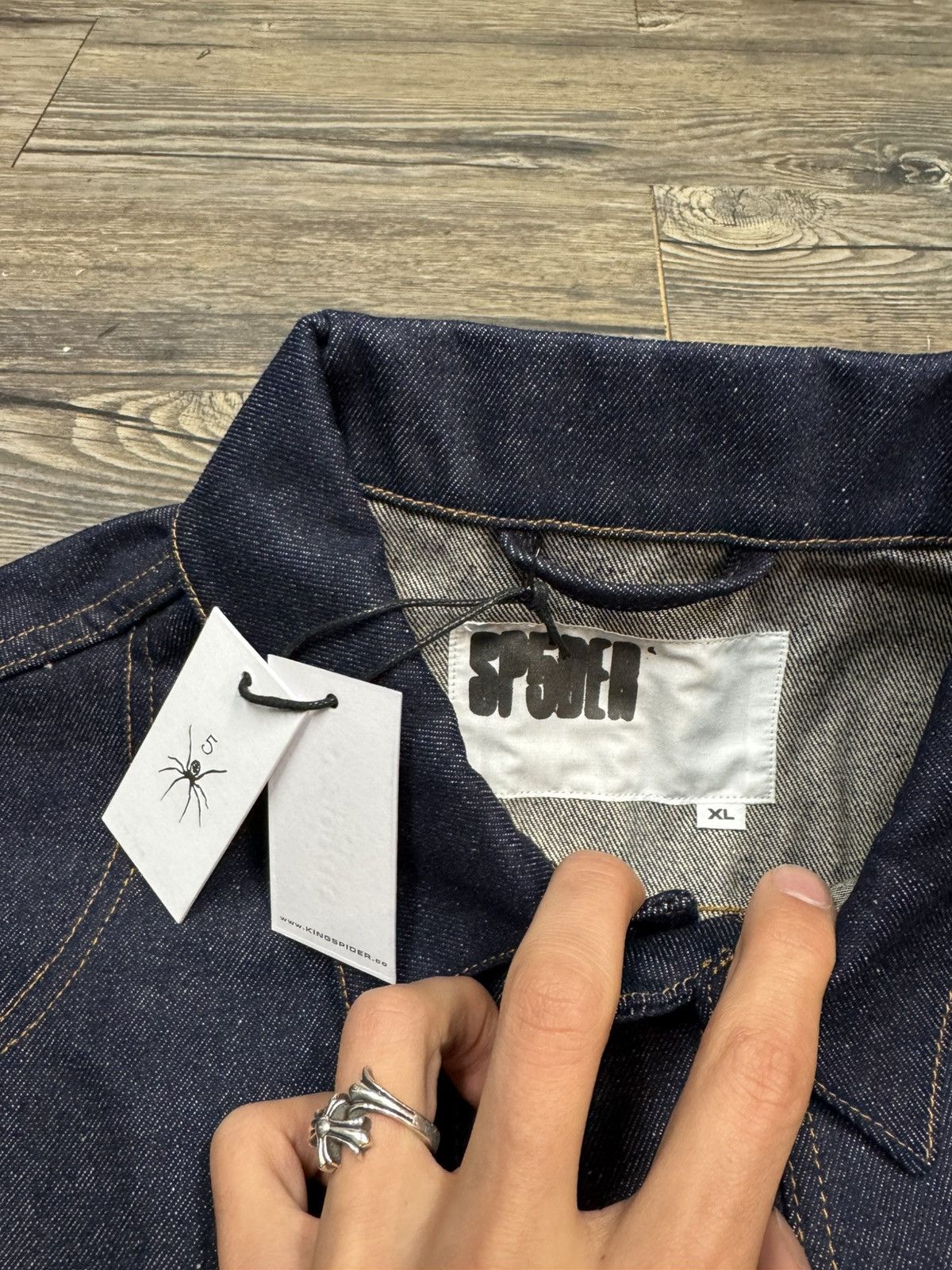 Sp5der SP5DER Denim Trucker Jacket *SAMPLE* Size US XL / EU 56 / 4 - 3 Thumbnail
