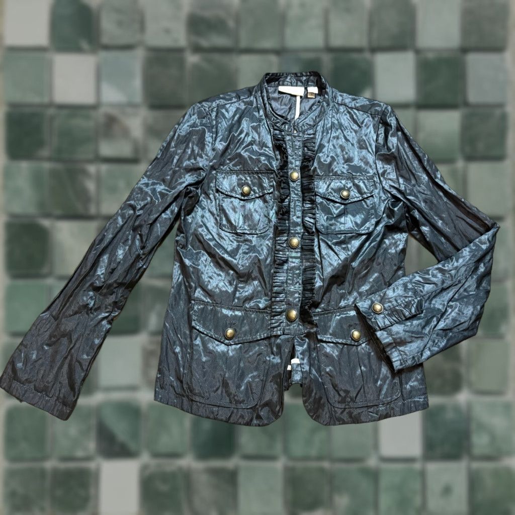 Vintage Chicos Jacket Womens 0 Black Metallic Button Up Shiny Long Sleeve 4 Pocket Size XS / US 0-2 / IT 36-38 - 1 Thumbnail
