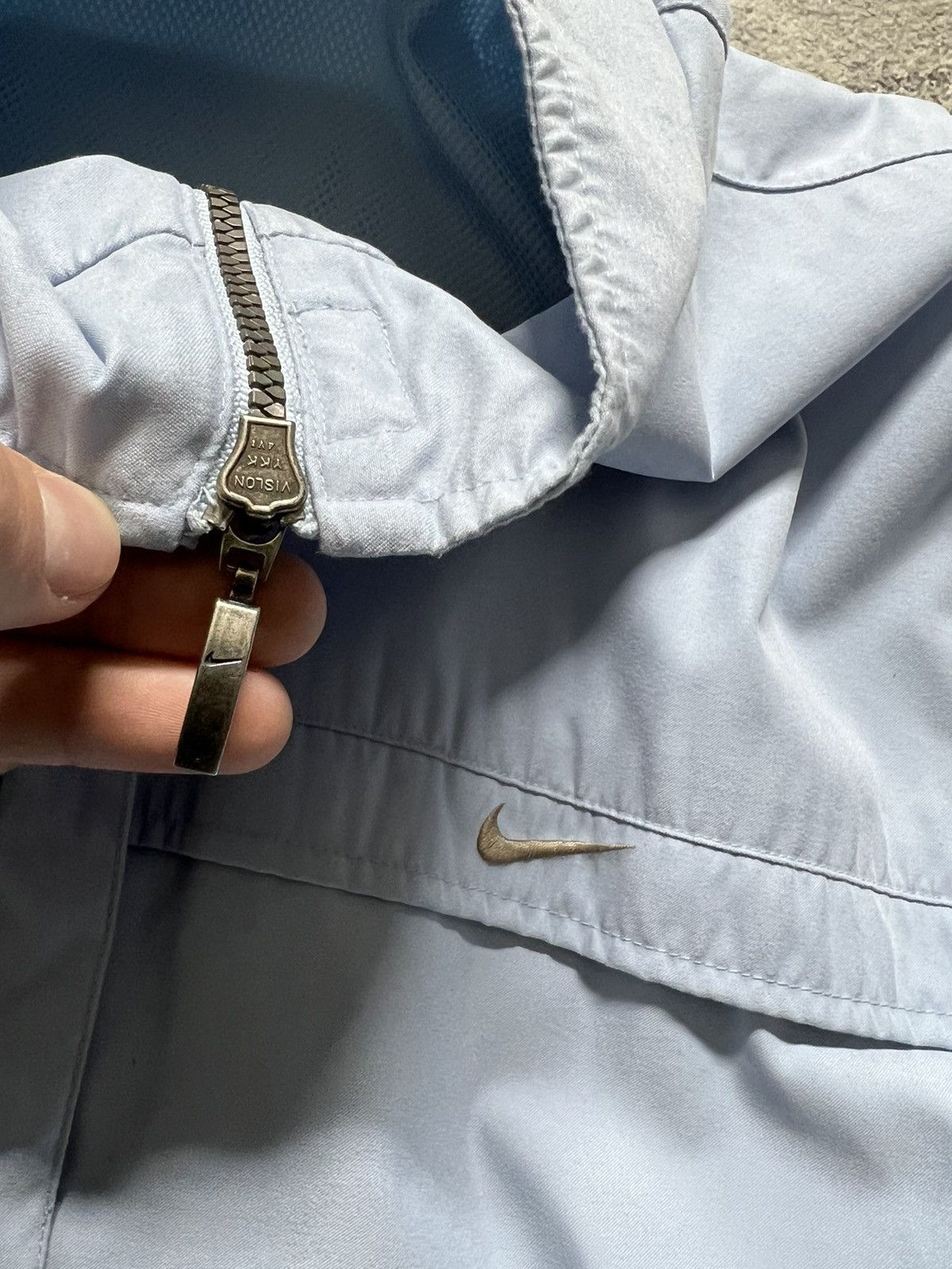 Nike × Vintage Vintage Y2k Nike 🩵 Nylon Mini Swoosh Jacket 90’s Size L / US 10 / IT 46 - 7 Thumbnail