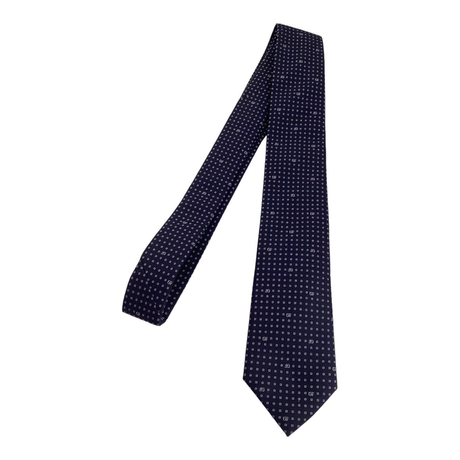 Gianfranco Ferre GIANFRANCO FERRÉ Blue Geometric Monogrammed Silk Slim Tie It Size ONE SIZE - 5 Thumbnail