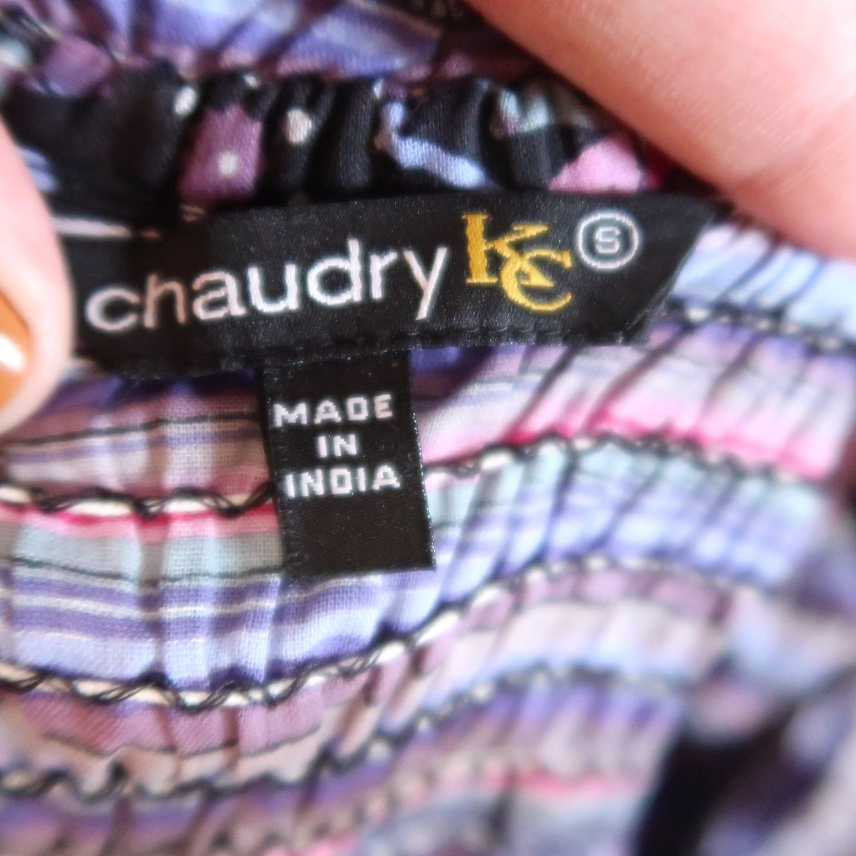 Vintage Chaudry KC Purple and Black Floral Cotton Midi Peasant Skirt S Size 28" / US 6 / IT 42 - 6 Thumbnail