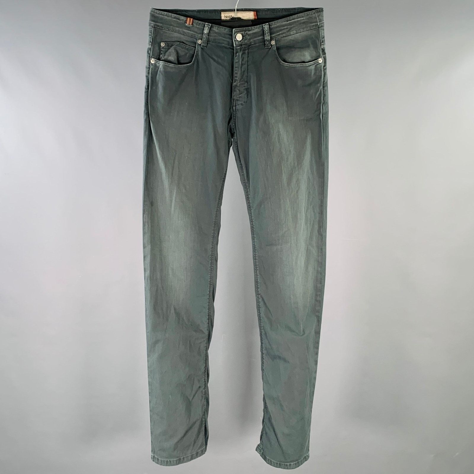 Notify NOTIFY Grey Twill Cotton Blend Straight Five Pockets Jeans Size US 32 / EU 48 - 1 Thumbnail