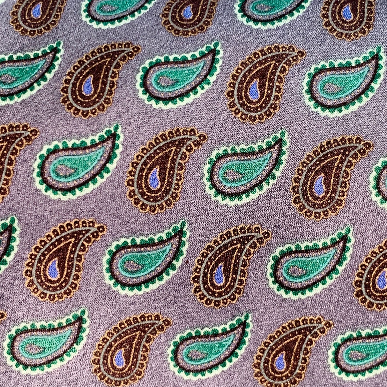 Ermenegildo Zegna ERMENEGILDO ZEGNA Grey Green Paisley Silk Tie Size ONE SIZE - 2 Thumbnail