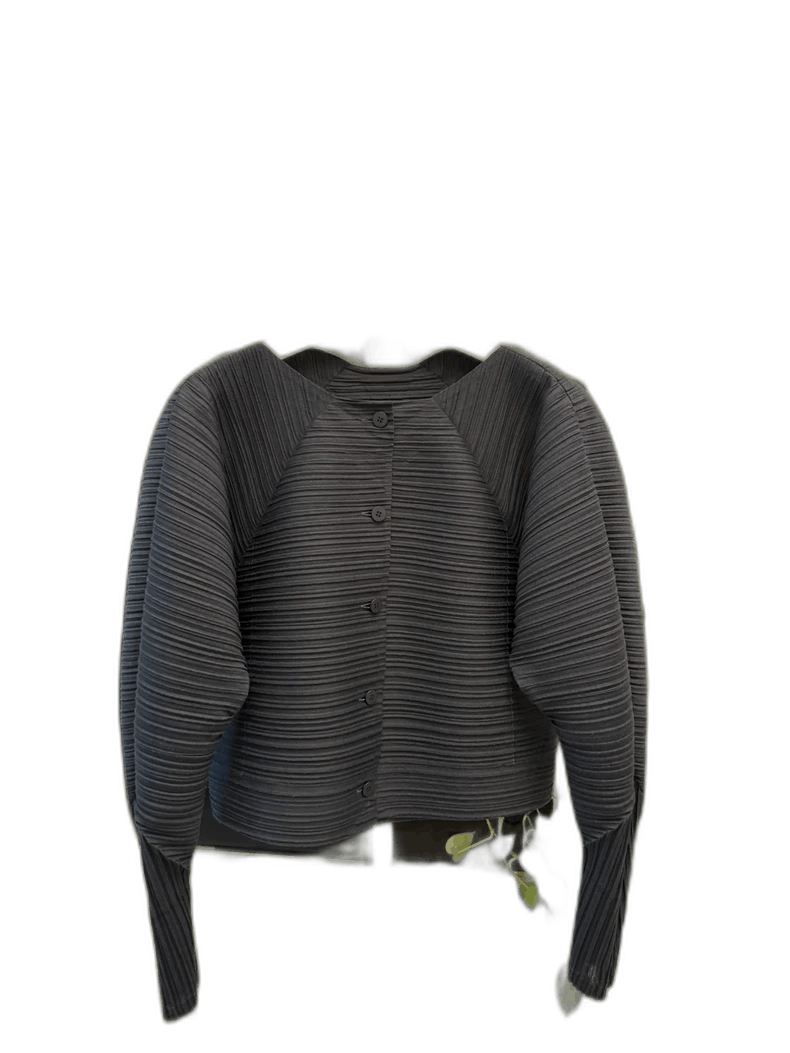 Issey Miyake Issey Miyake Charcoal Gray Cardigan Top-yf Size US M / EU 48-50 / 2 - 1 Thumbnail
