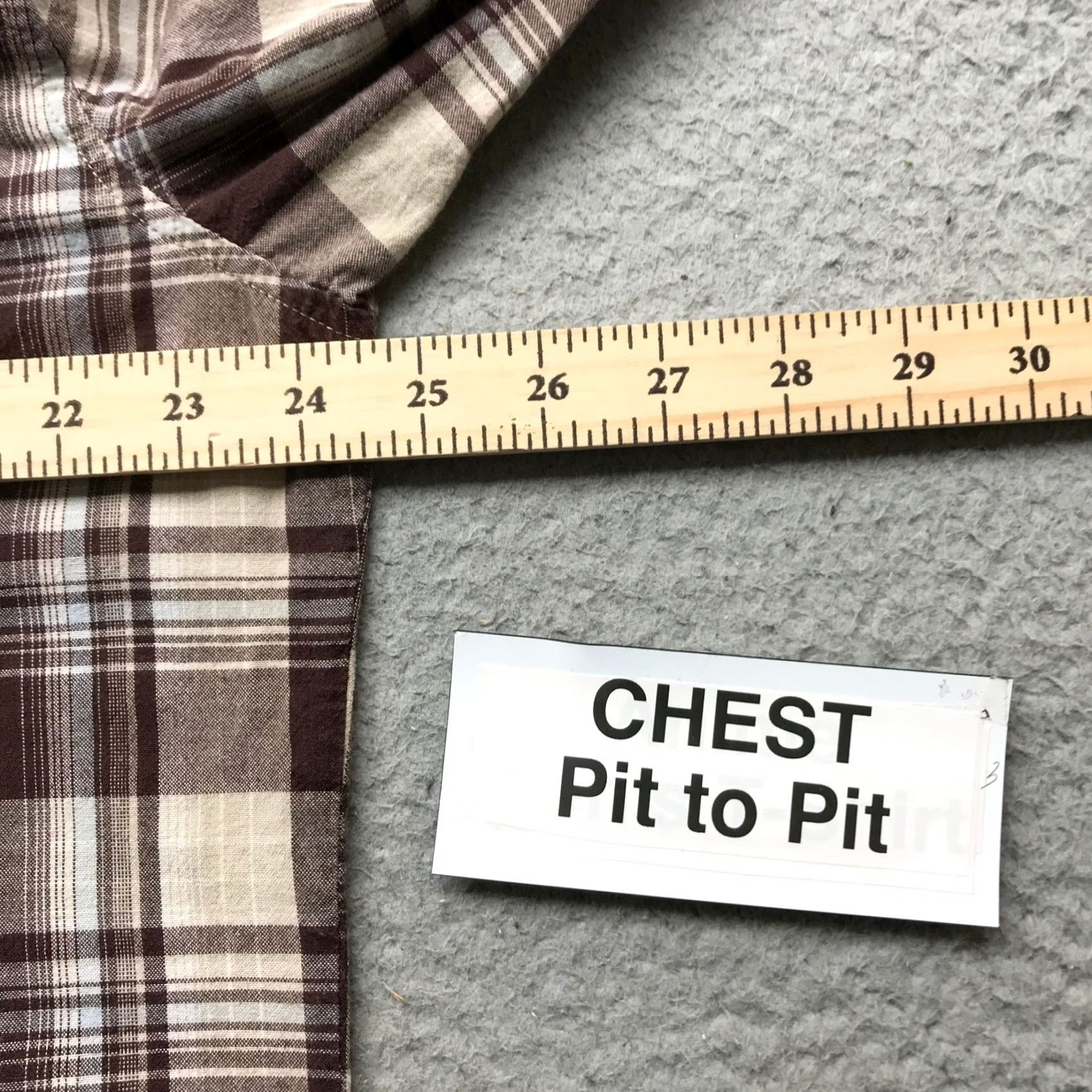 BKE BKE 67 Button Up Dress Shirt Mens XL Long Sleeve Plaid Brown White Tan Pocket Button-Down Size 46R - 5 Thumbnail
