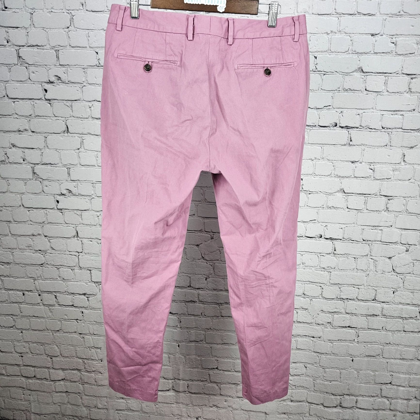Bonobos Bonobos Pink Slim Taper Cotton Stretch Flat Front Slash Pocket Chino Pants 33x32 Size US 33 - 2 Thumbnail
