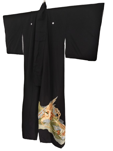 Komono Vintage Yukata Furisode Tomesode Kimono JAPANESE Robe Size L / US 10 / IT 46 - 3 Thumbnail