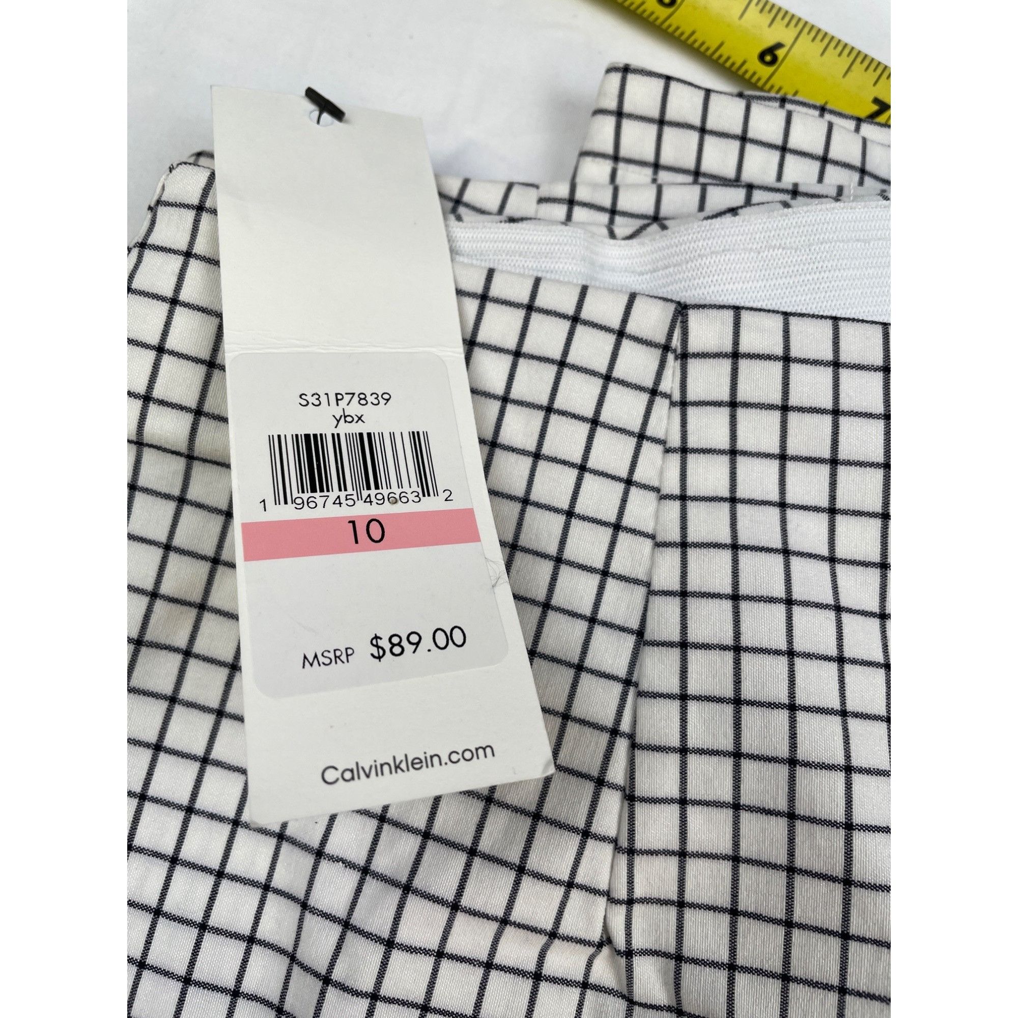 Calvin Klein Calvin Klein Women's White & Black Checkered Stretch Pants S Size 32" / US 10 / IT 46 - 8 Thumbnail