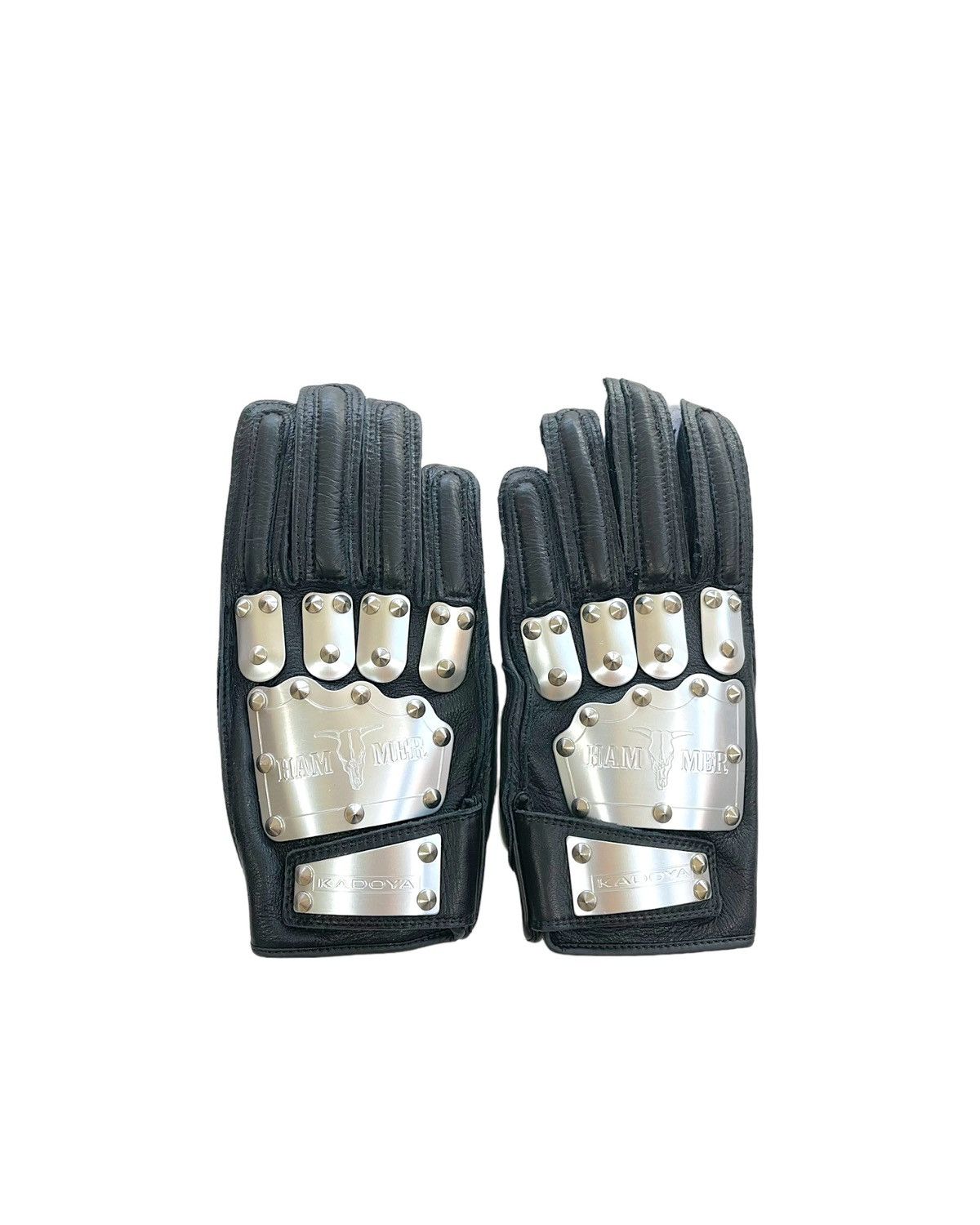 image of Kadoya Hammer Studded Spike Armor Leather Gloves in Silver, Men's