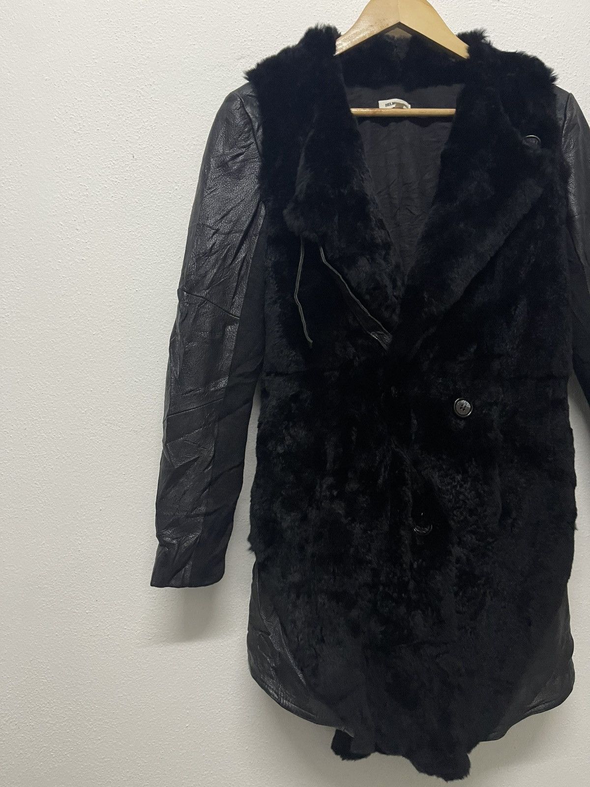 Helmut Lang HELMUT LANG GOAT LEATHER MIX FUR RABBIT JACKET ASYMMETRICAL Size S / US 4 / IT 40 - 3 Thumbnail