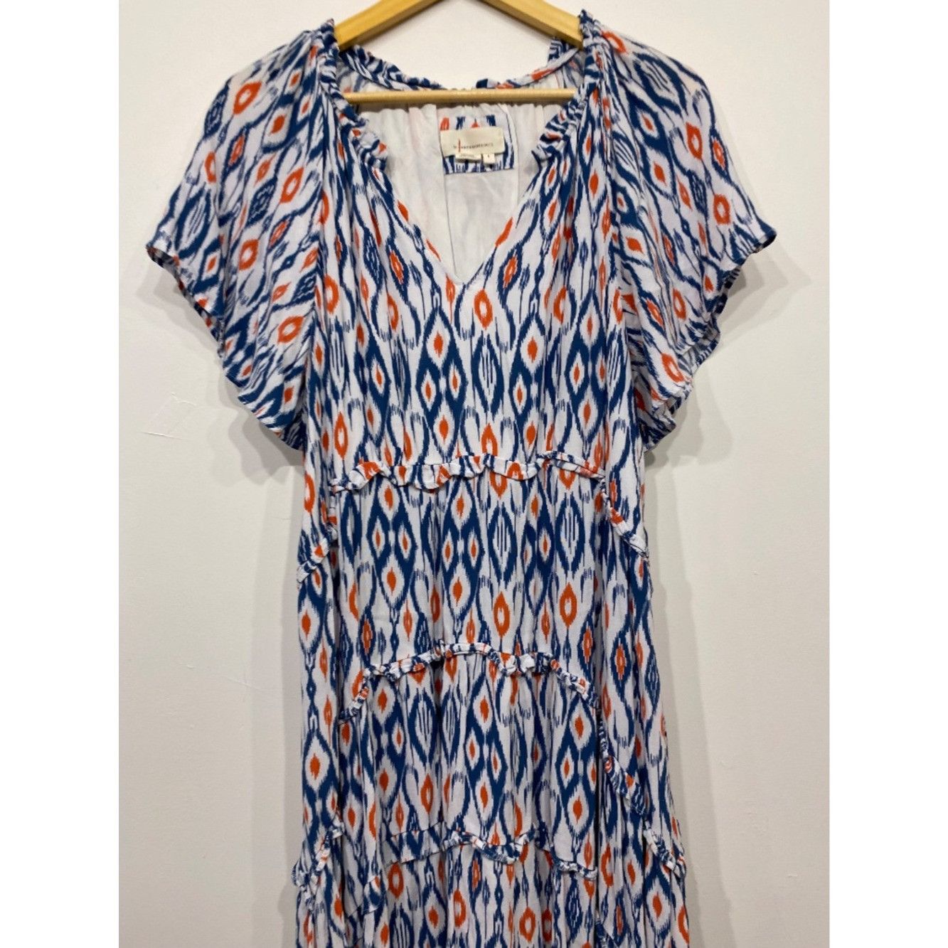Anthropologie Anthropologie Robin Tiered Mini Dress Blue Ikat Print Size L Size L / US 10 / IT 46 - 2 Thumbnail