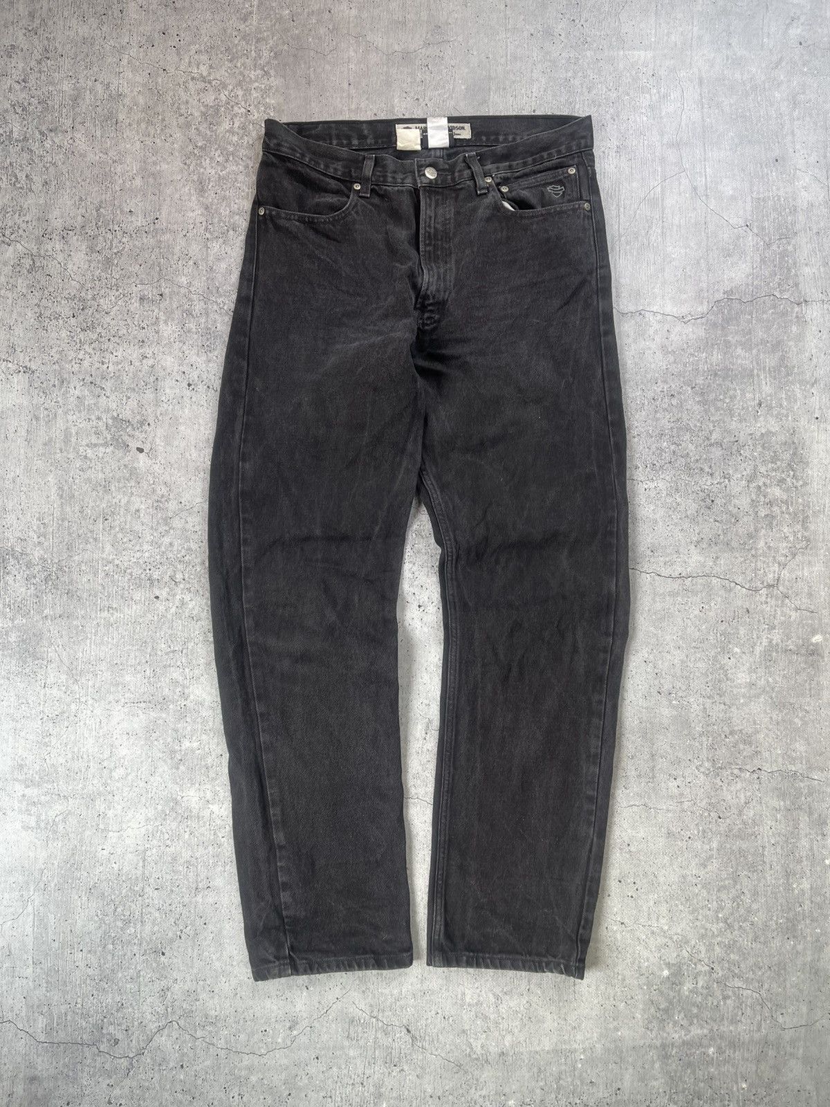 Harley Davidson Crazy Vintage Y2K Harley Davidson Jeans Black Wide Leg Size US 33 - 4 Thumbnail