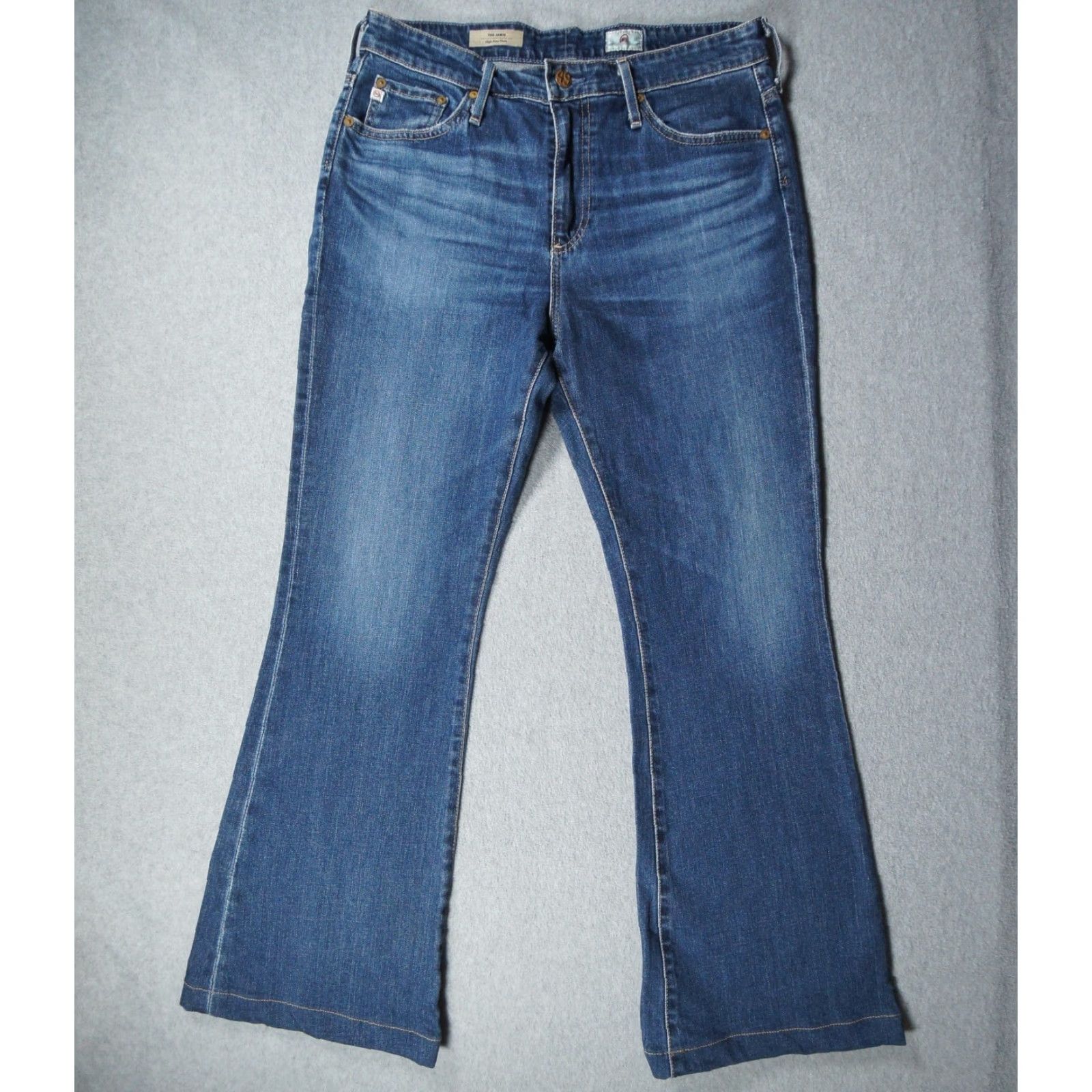 Vintage AG Adriano Goldschmied Jeans Womens 30 R Blue Denim Janis High Rise Flare Jeans Size 30" / US 8 / IT 44 - 2 Thumbnail