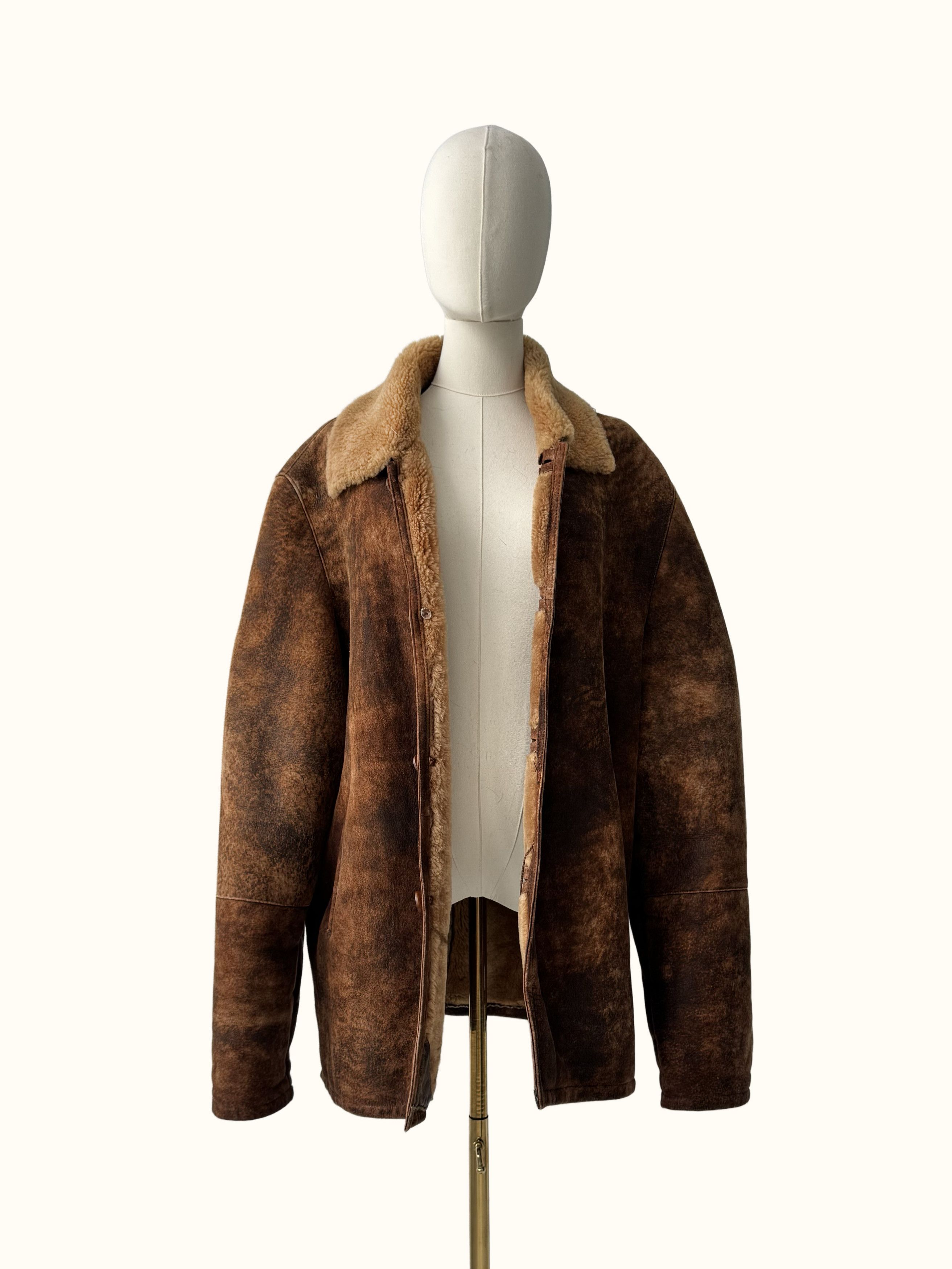 Vintage Vintage Real Shearling Faded Jacket(B409)E2D15 Size US XXL / EU 58 / 5 - 4 Thumbnail