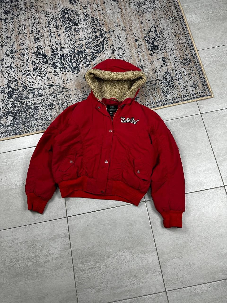 Ecko Unltd. × Southpole Crazy Thick Ecko Unltd Red Fur Y2K Rap SK8 Bomber Jacket Size US XL / EU 56 / 4 - 2 Thumbnail