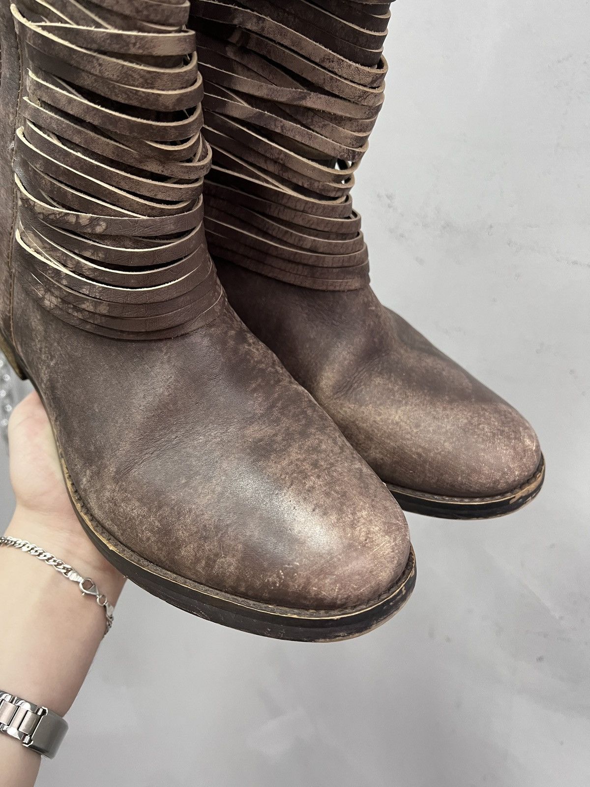 If Six Was Nine Brown distressed leather boots guidi style ankle moto style Size US 8 / EU 41 - 10 Thumbnail
