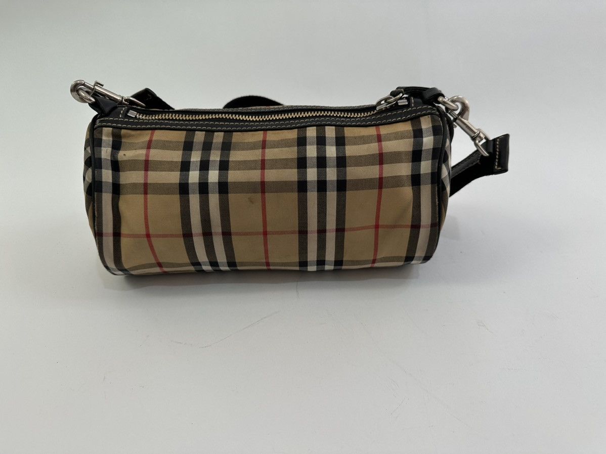 Burberry BURBERRY Black/Beige House Check Canvas Leather Barrel Bag Size ONE SIZE - 3 Thumbnail