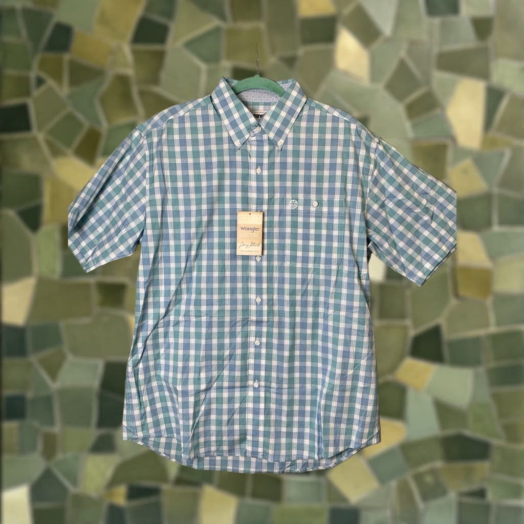 Wrangler Wrangler George Strait Button-Up Shirt Mens Large Blue/White Plaid Cowboy Western Casual Workwear Size US L / EU 52-54 / 3 - 1 Thumbnail