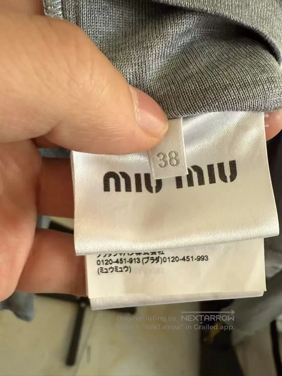 Miu Miu Miumiu New Gray Silk Chest Logo Longsleeve. Size S / US 4 / IT 40 - 4 Thumbnail