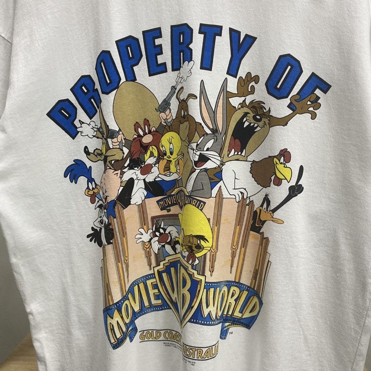 Warner Bros VTG Warner Bros. Movie World Australia T-shirt Looney Tunes Size US L / EU 52-54 / 3 - 5 Thumbnail