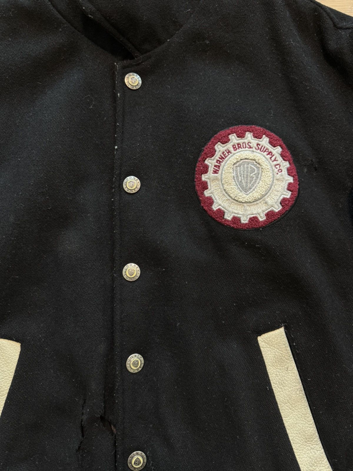 Warner Bros Vintage 90s Taz Tasmanian Devil Leather Wool Jacket Size US S / EU 44-46 / 1 - 6 Thumbnail