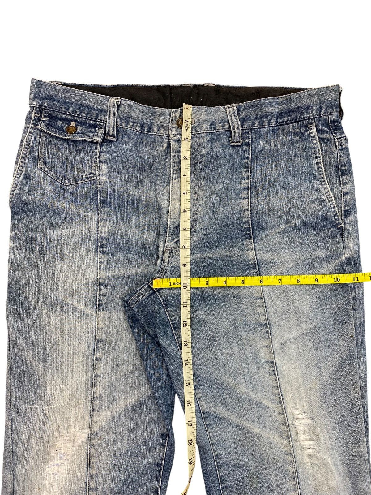 If Six Was Nine Vintage Japanese Blue House 3 Quaters Faded Jeans Style Size US 35 - 11 Thumbnail