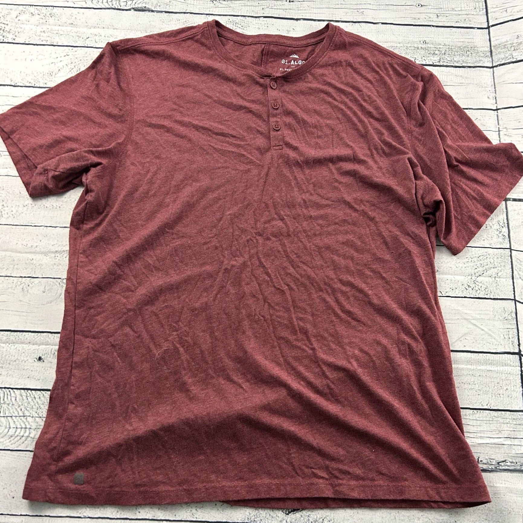 Vintage 01.Algo Performance Short Sleeve Button-Front Henley Shirt XL Maroon Mens Shirt Size US XL / EU 56 / 4 - 2 Thumbnail