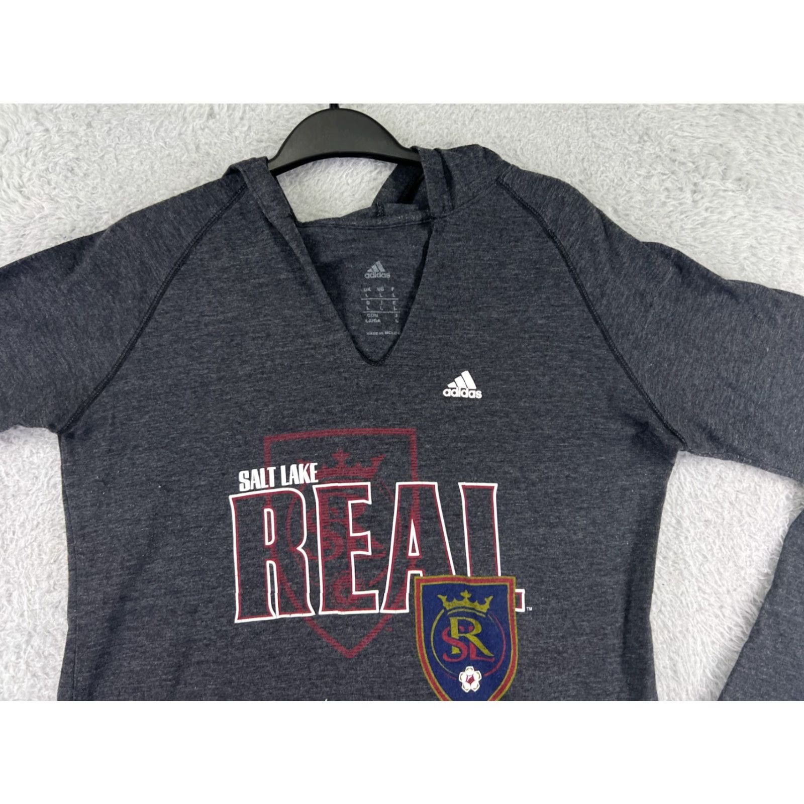Adidas adidas Salt Lake Real Shirt Womens Shirt Large Gray Long Sleeve Hooded Polyester Size L / US 10 / IT 46 - 6 Thumbnail